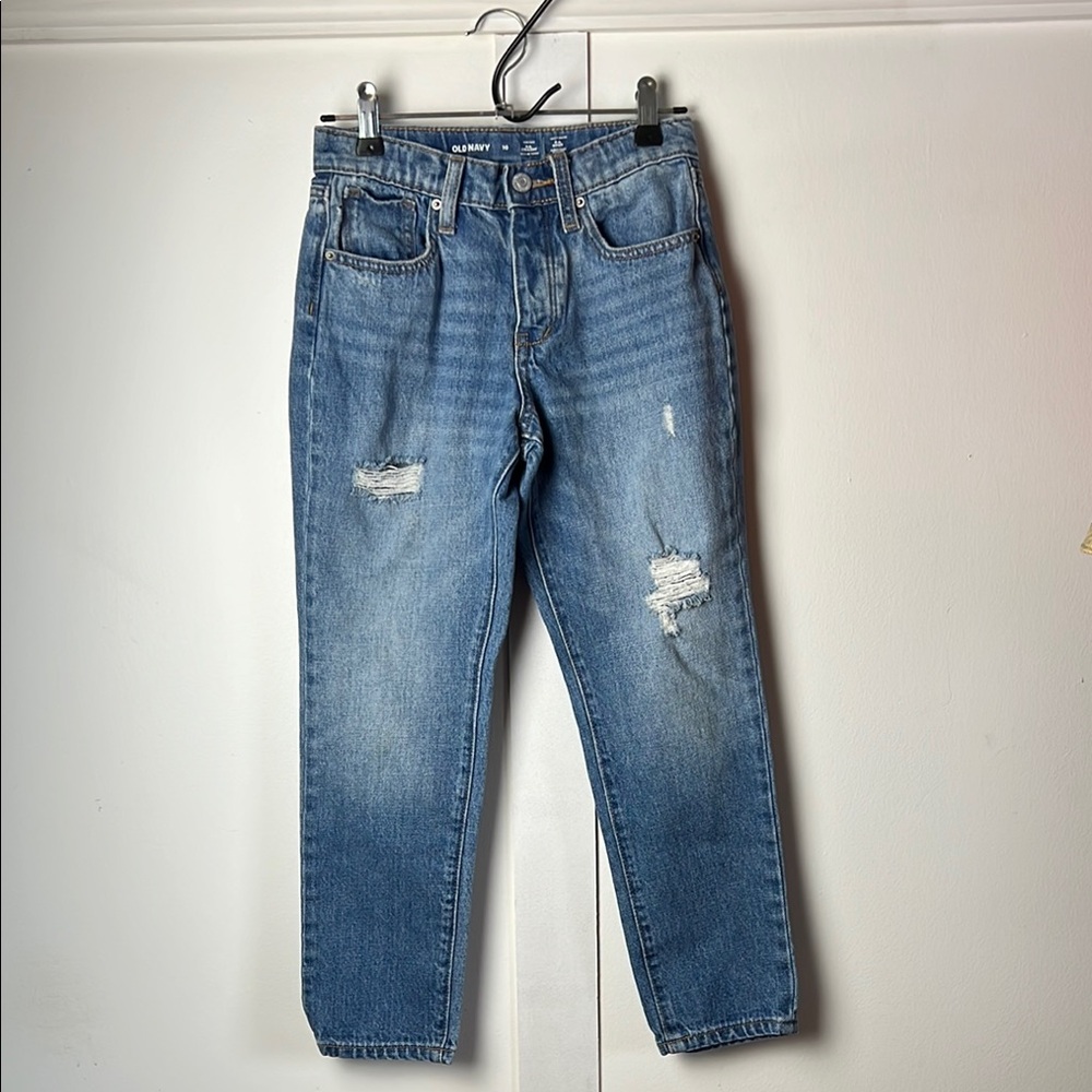 Old Navy Kids Light Blue High Rise OG Straight Distressed Jeans